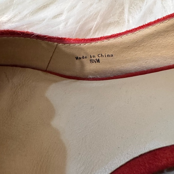 Kate Spade Red Suede Peep-Toe Heels - Picture 3 of 11